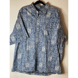 Vtg Cooke Street Hawaiian Aloha Shirt‎ 2XL Reverse Print
